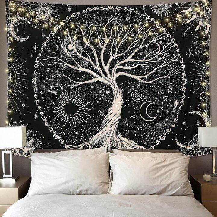 tree-tapestry-moon-and-sun-black-wall-hanging-tapestry-psychedelic-mandala-starry-sky-tapestry-hippie-tapestry