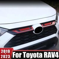 ABS กันชนหน้ากระจังหน้าเตาย่างแถบจดจ้องปกสติกเกอร์สำหรับโตโยต้า RAV4 XA50 2019-2021 2022 2023 RAV 4ไฮบริดอุปกรณ์เสริมในรถยนต์