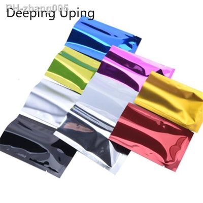 100Pcs Mini Colorful Open Top Pure Aluminum Foil Packaging Bag Heat Seal Flat Mylar Candy Small Storage Pouches Sample Bags Gift