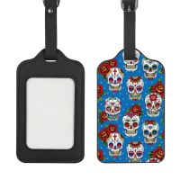 【DT】 hot  Sugar Skull PU Tag for Luggage Suitcases Boarding Label Portable Baggage Ddress Holder Bag High Quality Traveling Accessories