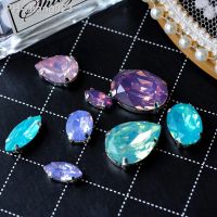 12p opal color acrylic resin stone sew on crystal rhinestone jewels button beads DIY craft wedding dress trim sewing accessories