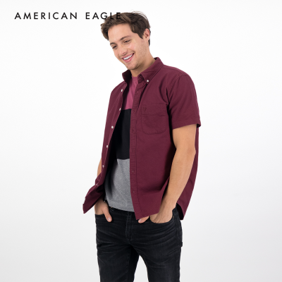 American Eagle Oxford Short-Sleeve Button-Up Shirt เสื้อเชิ้ต ผู้ชาย อ๊อกฟอร์ด แขนสั้น (EMSH 015-2106-613)