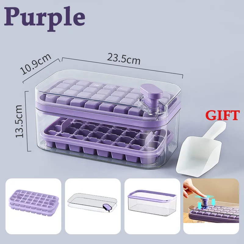 64 Grid ice cube molder with Lid and Bin big ice maker mold plastics ice  tray with cover ice crusher