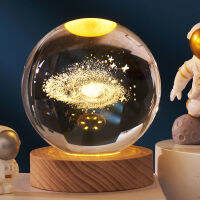 (100 ดีมาก) USB Plug-In 3D Crystal Ball LED Night Light Moon Galaxy โปรเจคเตอร์ตกแต่งห้องนอนโคมไฟกลางคืนของขวัญสร้างสรรค์สำหรับเด็กคู่