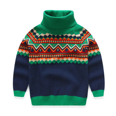 Cold Winter Warm 3 4 6 8 10 12 Years 100-150cm Teenage Thickening High Neck Knitted Turtleneck Sweater For Baby Kids Boys