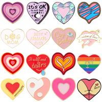 【CW】 Pink Hearts Enamel Pins Lines Couples Alloy Brooches Badges Fashion Jewelry Gifts