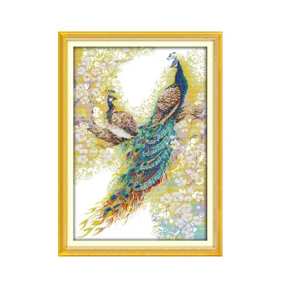 【hot】☫❏  The peacock couples cross stitch kit 14ct 11ct pre stamped stitching animal lover embroider handmade needlework