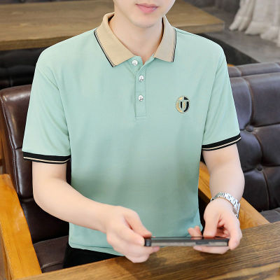 เสื้อยืดแขนสั้นคอปกแบบเกาหลีสำหรับผู้ชาย,เสื้อโปโล2023ฤดูร้อน