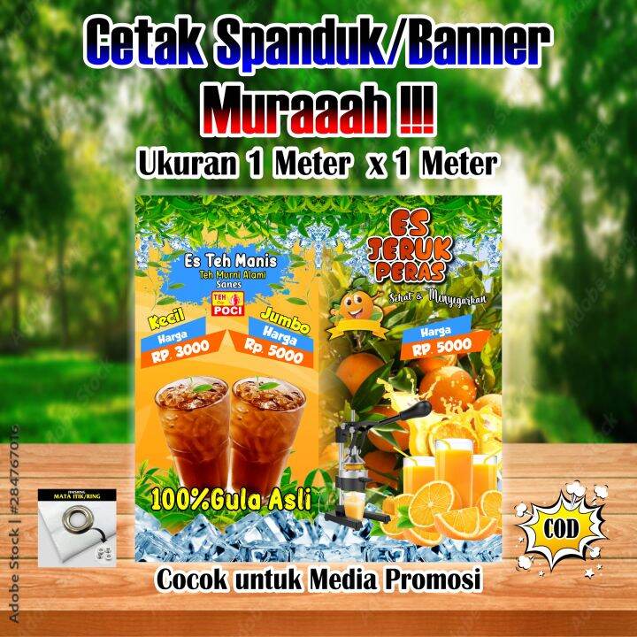 Spanduk Banner Es Teh Ukuran 1 Meter X 1 Meter Lazada Indonesia 0874