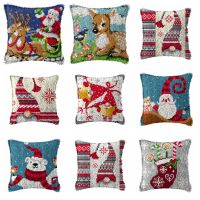 Christmas Cartoon Embroidery Pillow Knoop Packet Needlework Set Latch Hook Cushion Button Package DIY Cross Still Family Decor.