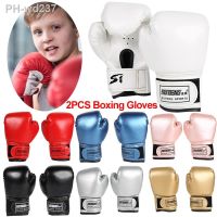 2pcs Boxing Training Fighting Gloves PU Leather Kids Breathable Muay Thai Sparring Punching Karate Kickboxing Professional Glove