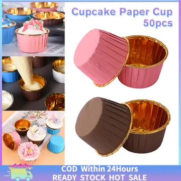 50pcs Aluminum Foil Cupcake Cups Disposable Muffin Liners Baking Cups  Aluminum Cupcake Tip Pan Rame