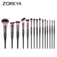 ZOREYA 8-15pcs Black Makeup Brushes Goat Hair Foundation Blush Eye Blending Contouer Powder Brochas maquillaje Professional Set Makeup Brushes Sets