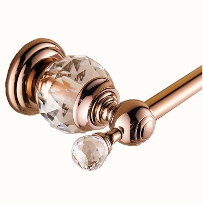 ✜☜ Antique solid copper bathroom towel bar transparent crystal chrome wall-mounted bathroom accessories rose gold silver