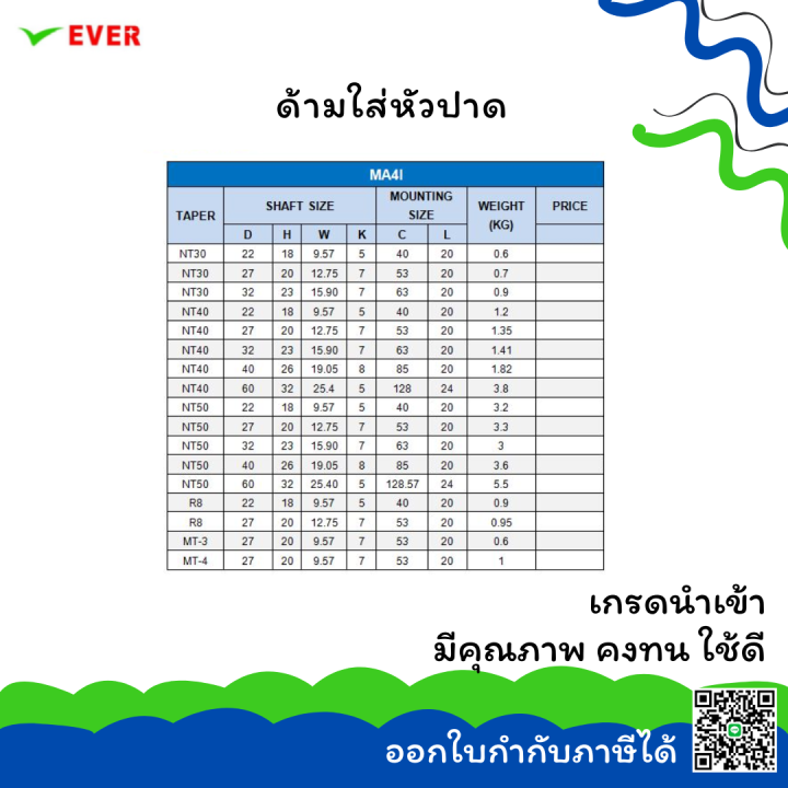 ด้ามใส่หัวปาด-nt50-พร้อมส่ง-face-milling-arbor-ma4i