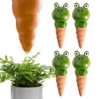 Clay Watering Spikes 4PCS Automatic Frog Shape Breathable Clay Waterer Cute Waterer For Vegetables Flowers Vacations Watering Watering Systems  Garden