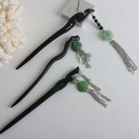 AINMOD โบราณ วินเทจ โบราณ พู่ เรียบหรู หยก Hanfu hair STICK อุปกรณ์ตกแต่งผม ส้อมผมหญิง กิ๊บติดผมสไตล์จีน