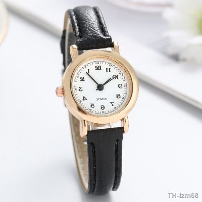 ⌚ 2023 belt round small dial fashionable lady wrist watch simple atmospheric quartz digital time table