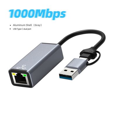 USB3.0 1000Mbps การ์ดเน็ตเวิร์กประเภท C แปลง USB เป็น RJ45อะแดปเตอร์กิกะบิตอีเธอร์เน็ตแลนแบบมีสายสำหรับ Nintendo Switch แล็ปท็อปแมคบุ๊ค