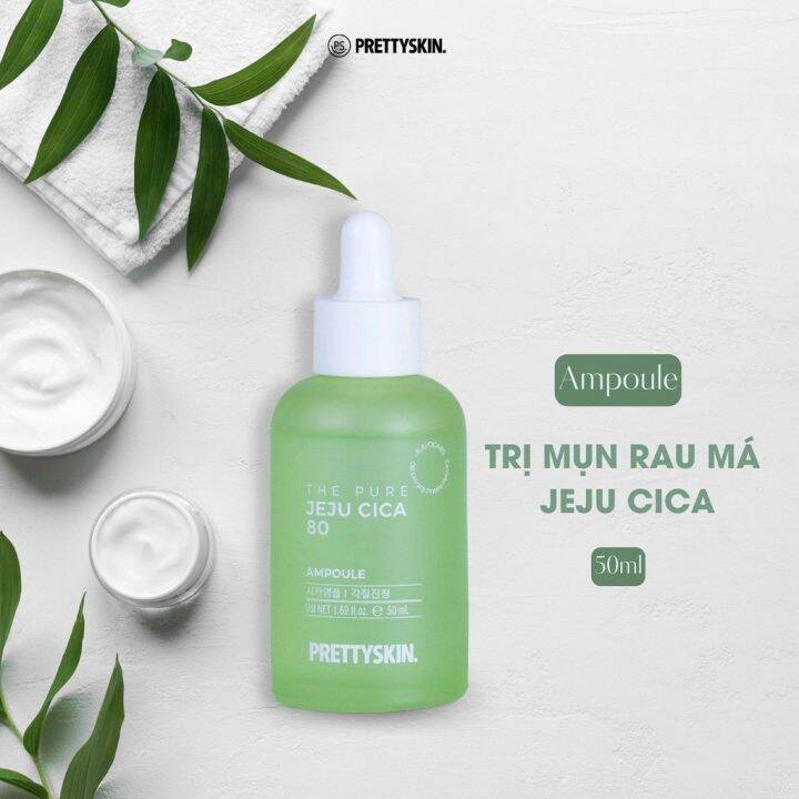 Tinh Chất Giảm Mụn Chiết Xuất Rau Má PrettySkin The Pure JeJu Cica 80  Ampoule 50ml - Pretty Skin | Lazada.vn