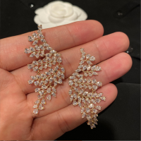 Exaggerated Silver Leaves S925 Silver Needle Elegant Temperament Super Flash Fairy Hollow Wheat Ears Flower Earrings