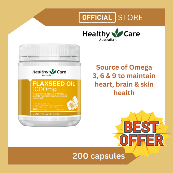 Healthy Care Flaxseed Oil 1000mg 200 Capsules Keep Brain And Heart