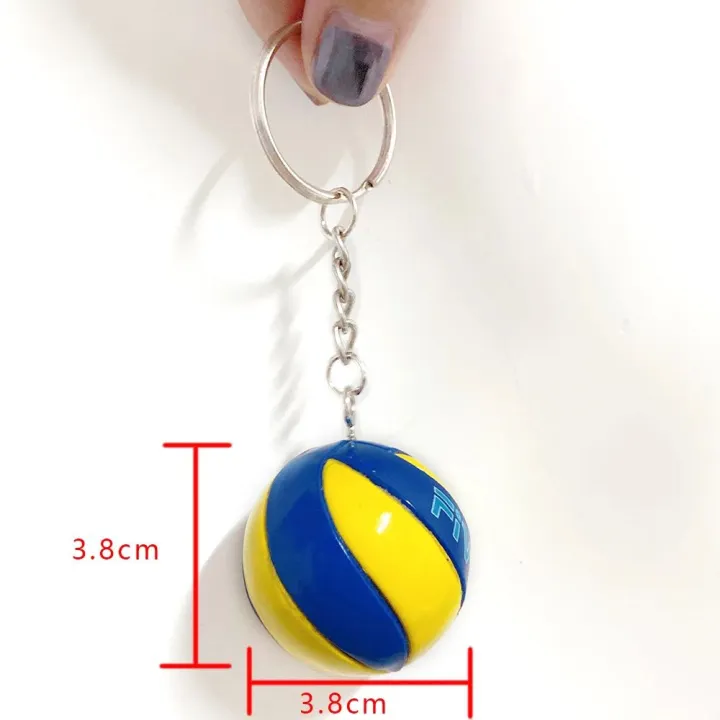 ED Fashion Sport Key Chain Birthday Gift Volleyball Pendant Bag Pendant Mini Volleyball Ball Key Holder Ring Volleyball Keychain Leather Volleyball PVC