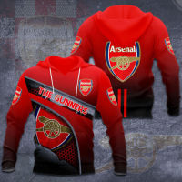 （ALL IN STOCK XZX）  Arsenal Hoodie Premier League 3D All Over Printed Type 12  (Free customized name logo for private chat, can be changed with or without zipper)