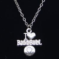 New Fashion Necklace 21x19mm i love baseball Pendants Short Long Women Men Colar Gift Jewelry Choker