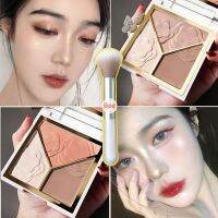 【Howland  Beauty makeup】มินชี่สูงแวววาวการซ่อมไฮไลท์ในรูปแบบตลับชาโดว์บลัชออน (Kuas Rias ฟรี)