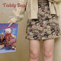 Daralista♡︎​ (JN01)​ Teddys Skirt มินิสเกิร์ตเอวสูง ปักลายหมีเท็ดดี้​ กระโปรง​ กระโปรงทรงเอ​ กระโปรงเอวสูง