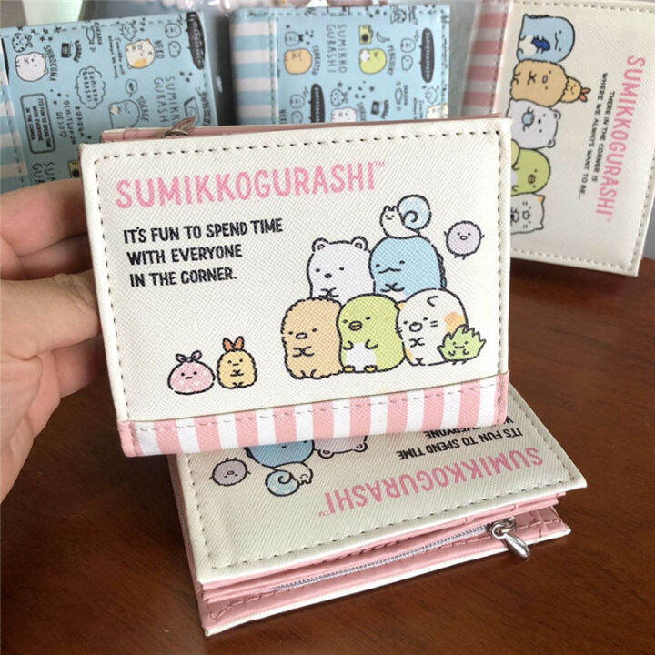 cute-sumikko-gurashi-wallet-women-blue-purse-ladies-kawaii-card-holder-leather-wallet-short-cartoon-anime-money-bag-clips