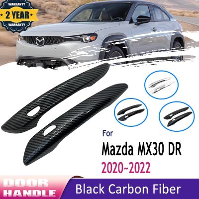 2ชิ้นสำหรับ MX30 Mazda MX 30 MX-30 DR 2020 2021 2022คาร์บอนไฟเบอร์ประตูด้านนอกสติ๊กเกอร์ตกแต่งรถยนต์ปลอกมือจับ