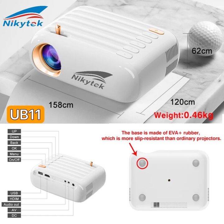 รุ่นtopมินิโปรเจคเตอร์-nikytek-ub11ใหม่สุดprojector-wi-fiไวไฟและบลูทูธในตัวในตัวโปรเจคเตอร์-มินิขนาดเล็ก-1080p-mini-projector-โปรเจคเตอร์พกพา