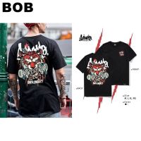 BOB Just Say Bad เสื้อยืดลาย แนวสตรีท รุ่น เสือ-คาบ-สเก็ต ดำ ขาว แขนสั้น เสื้อยืดชาย TS S-3XL