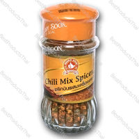 พริกป่นผสมเครื่องเทศ 100% CHILI MIX SPICES ขนาดน้ำหนักสุทธิ 40 กรัม บรรจุขวดแก้ว เครื่องเทศคุณภาพ คัดพิเศษ สะอาด ได้รสชาติ