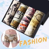 4Pcs/lot Men Underwear Boxer Shorts Male Underpants Ice Silk Soft Mens Sexy Set Breathable Panties Comfortable