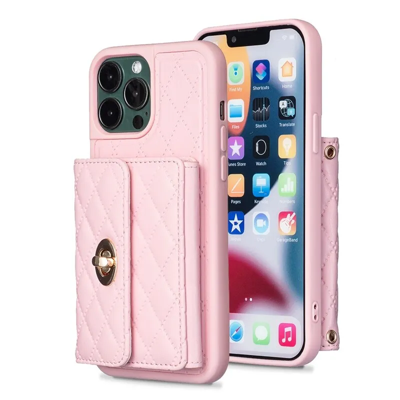 Half-wrapped Case for iPhone 15 Pro Max Card Pocket Zipper Wallet Case for  iPhone 15 14 13 12 11 XR XS MAX 7 8 Kickstand Cover - AliExpress
