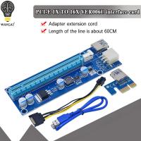 WAVGAT VER006C PCI-E ไรเซอร์การ์ด006C PCIE 1X To 16X 60ซม.100ยูเอสบีซม. 3.0 SATA To 6Pin สายไฟสำหรับการ์ดจอ