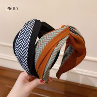 【YF】 PROLY New Fashion Women Headband Wide Side Turban Patchwork Stripe Hairband Vintage Headwear Hair Accessories