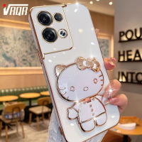 VRQR เคสโทรศัพท์ infinix Tecno Spark Go 2023 Pop 7 Pop 7 Pro BF7n BF6 BF7 BF7h ชุบ6DStraight ขอบ + ที่ตั้งรูปแมวอะนิเมะที่สามารถหมุนได้นิ่มหรูหราคุณภาพสูงดีไซน์ใหม่