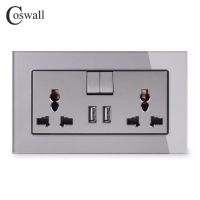 Coswall สีเทาสีเทา13a เต้ารับพร้อมสวิตช์เอาท์พุท2พอร์ตชาร์จ Usb 2.1a เอาท์พุทหน้าจอโทรศัพท์คริสตัลแบบสากล