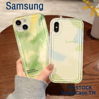 Gradient Green Pattern Airbag Case for Samsung A14 A13 A12 A04S A03S A52 A51 A71 A34 A50 A50S A02s A22 A32 A23 A54 A11 Shockproof Camera Soft Silicone Protect Phone Case