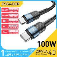 【Super Like】 Essager 100วัตต์ USB Type C เพื่อ USB C เคเบิ้ล USB-C PD ชาร์จอย่างรวดเร็วชาร์จสายไฟสำหรับ Macbook ซัมซุง Xiaomi Type-C USBC เคเบิ้ล3เมตร