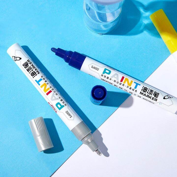 12-color-paint-marker-pen-white-waterproof-car-tyre-tire-tread-cd-metal-permanent-paint-marker-oily-diy-art-marker-pen