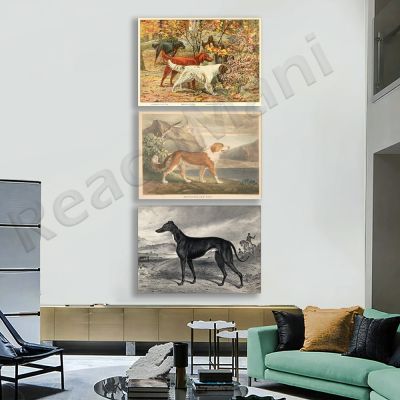 Greyhound, Russian Wolfhound, Great Dane, Newfoundland, Gordon Setter, Irish Setter, English Setter, Bulldog Animal Poster Art