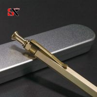 Yushun Luxury Brass Pen With Hexagon Design Twist Retractable Ballpoint Pen Office School Writing Stationeries Gift Box Pens