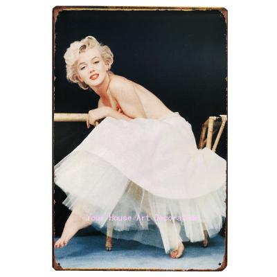 Movie Metal Tin Sign Monroe Hepburn Plate Decor Poster Plaque Metal Vintage Wall Decor for Bar Pub Club Man Cave Home Decor