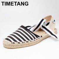 รองเท้าผ้าใบ TIMETANG สายรัดข้อเท้ารองเท้าส้นแบนสตรีพื้นป่านรองเท้าชาวประมงสำหรับผู้หญิง2017 Sp/ฤดูใบไม้ร่วงรองเท้าไม่มีส้น # CH819