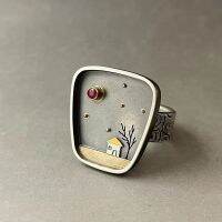 【CC】 Inlay Stone Rings Personalized Design Female Accessories Jewelry